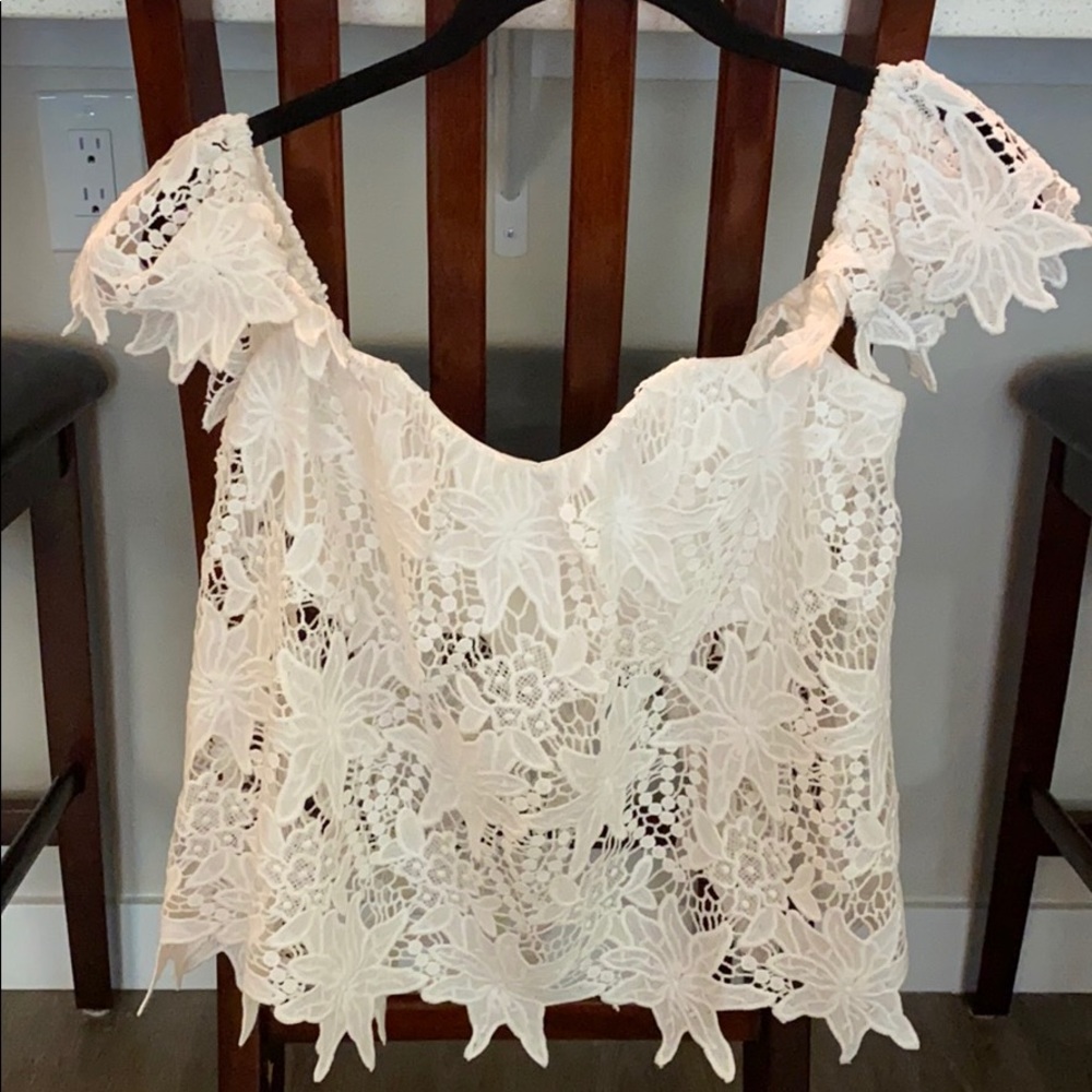 ASTR The Label Lace Off the Shoulder Top